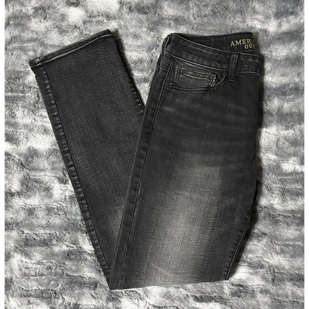 American Eagle AE Jeans Mens Extreme Flex Slim Straight Black Denim Size 30x32